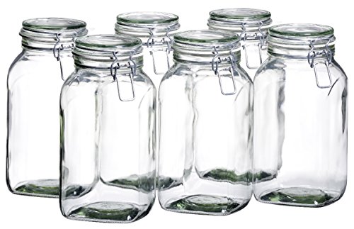 MÄSER 925343 Gothika, Einmachgläser groß, 6er Set à 2,5 l, made in Germany, Vorratsgläser mit Deckel und Drahtbügel zum luftdichten Aufbewahren, Einkochen und Einlegen, Glas, transparent von MÄSER