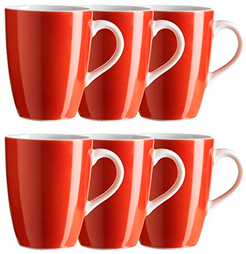 Mäser, Serie Swoon, Kaffeebecher 37,5 cl, im 6er-Set, Porzellan Teller Set in der Trendfarbe ROT von MÄSER