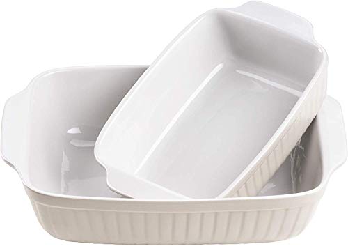 MÄSER 931137 Serie Kitchen Time, Auflaufformen rechteckig im 2er Set, eckige Ofenformen, ideal auch für Lasagne, kratz- und schnittfest, Keramik, 33 x 24 x 8 cm / 25,5 x 16 x 7 cm, Grau von MÄSER