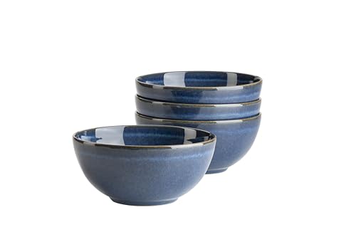 Mäser 935219 Serie Ossia, Vintage Frühstücksset aus Keramik für 4 Personen, 4-teiliges Geschirr Set mit Müslischalen, modern und mediterran in Blau, Steinzeug von MÄSER