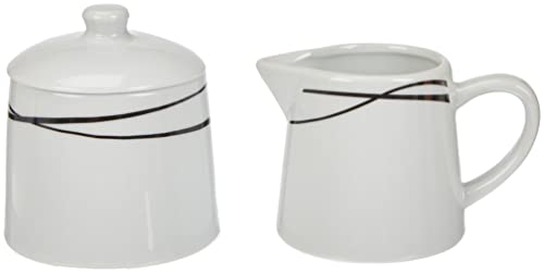 Mäser 991365 Serie Oslo, Zuckerdose und Milchkännchen Set, klassisch, zeitlos, elegant, Porzellan, schwarz-weiß von MÄSER