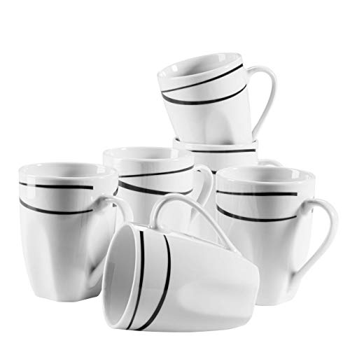Mäser 991366 Serie Oslo, Kaffeebecher 6er-Set, große Tassen, klassisch, zeitlos, elegant, Porzellan, schwarz-weiß von MÄSER