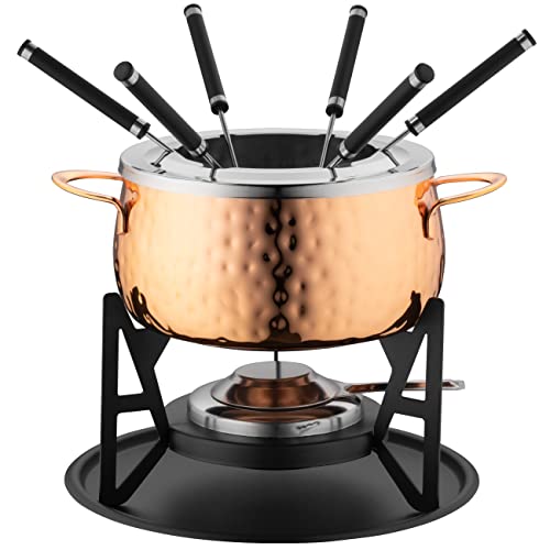 MÄSER 931931 Fondue Set für 6 Personen, ideal für Fleischfondue, 11-teiliges Fondueset in Farbe Kupfer inklusive Fonduegabeln und Fonduebrenner, im hübschen Geschenkkarton, Edelstahl, 2 liters von MÄSER