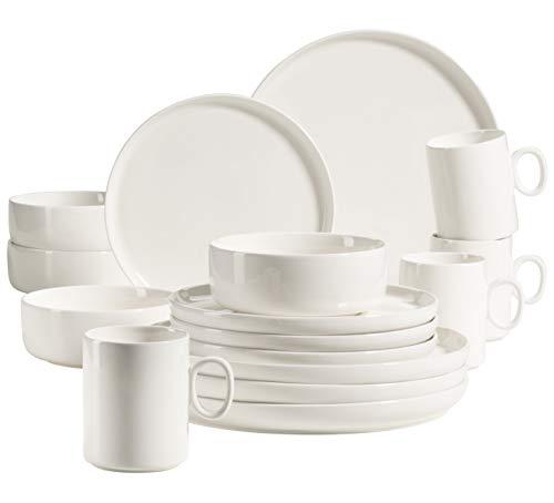 MÄSER 931617 Serie Finaro Geschirr Set für 4 Personen in Gastronomie-Qualität, skandinavisches Design, 16-teiliges Kombiservice, Weiß, Durable Porzellan von MÄSER