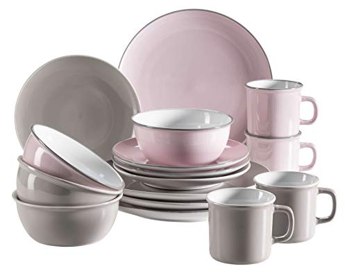 Mäser Geschirr-Set, Steingut Maila Rosa/Grau, 4-Personen-Set von MÄSER