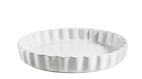 MÄSER 931980 Kitchen Time, Tarteform, Quicheform, Obstkuchenform, kratz- und schnittfest, runde Backform mit Wellenrand, Ø 27 cm, Keramik, Weiß von MÄSER