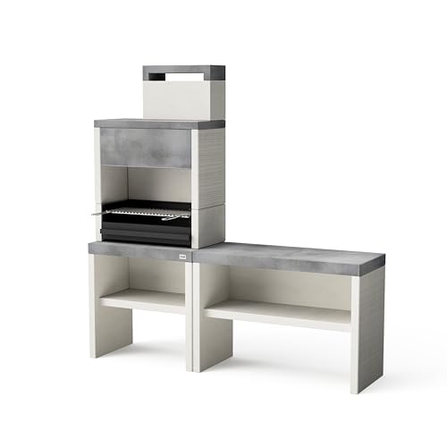 MAESTRO FERRETERO Tuozi – 2er-Pack – Outdoor-Küche Plan 1 Plus Full – Modularer Grill mit Edelstahlgrill und Kamin (188 x 47 x 192 cm) von MAESTRO FERRETERO