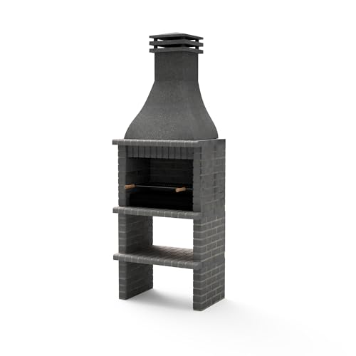 Movelar KHIVA Plus vorgefertigter Grill für Holz und Kohle, Modell KHIVA PLUS mit Grillrost (Dunkelgrau - 86,5 x 58 x 246 cm), Ref: M01022 - Verwendung im Außenbereich von MAESTRO FERRETERO