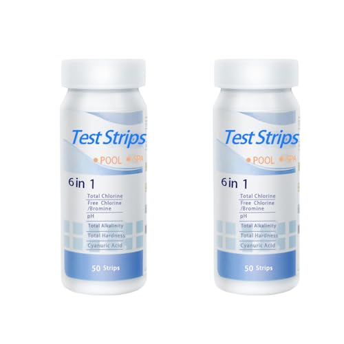 MAEXUS® PH Teststreifen, 100 Stück Pool Tester PH Und Chlor, Pool Teststreifen Pool Genaue Wasserüberwachung Teststreifen Aquarium Wasserhärte 6-in-1 von MAEXUS