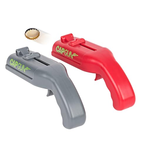 MAEXUS Geschenke für Männer, Cap Gun Flaschenöffner Pistole, Cap Gun Flaschenöffner Lustiger Flaschenöffner, Gadgets Geschenke für Männer (2 STÜCK, Rot und Grau) von MAEXUS