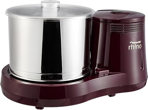 Butterfly Nashorn 2 Liter Tisch-Nassmühle (Kirsche) / Gratis Lieferung Nassmühle - Reismühle - Dhall Grinder - Getreidemühle - Curry Paste - Curry... (Indischer Stecker) von MAF