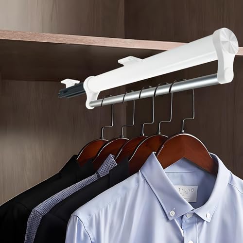 MAFAGE Ausziehbare Kleiderstange, Aluminiumlegierung Robust Verstellbarer Kleiderstange Schrank,Teleskop Kleiderstange für SchräNke und Lagerbereiche Teleskopstange Speicherplatz (Weiß, 542mm) von MAFAGE