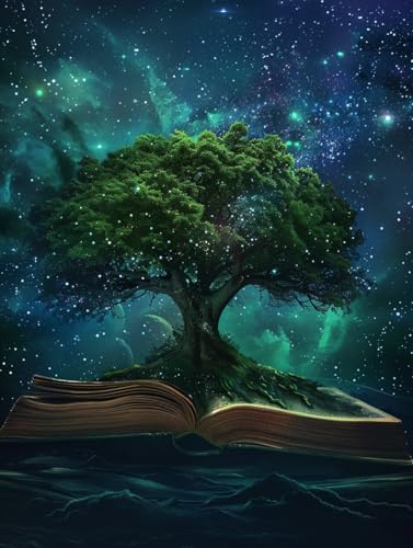 MAFANG 5D-Diamantmalerei Diamant-Kunstset Mit Fantasiebäumen Und Sternenhimmel，Runder Vollbohrer，5D-Diamant-Kunsthandwerk Für Zuhause，Wanddekoration，DIY-Geschenk 40x50cm von MAFANG