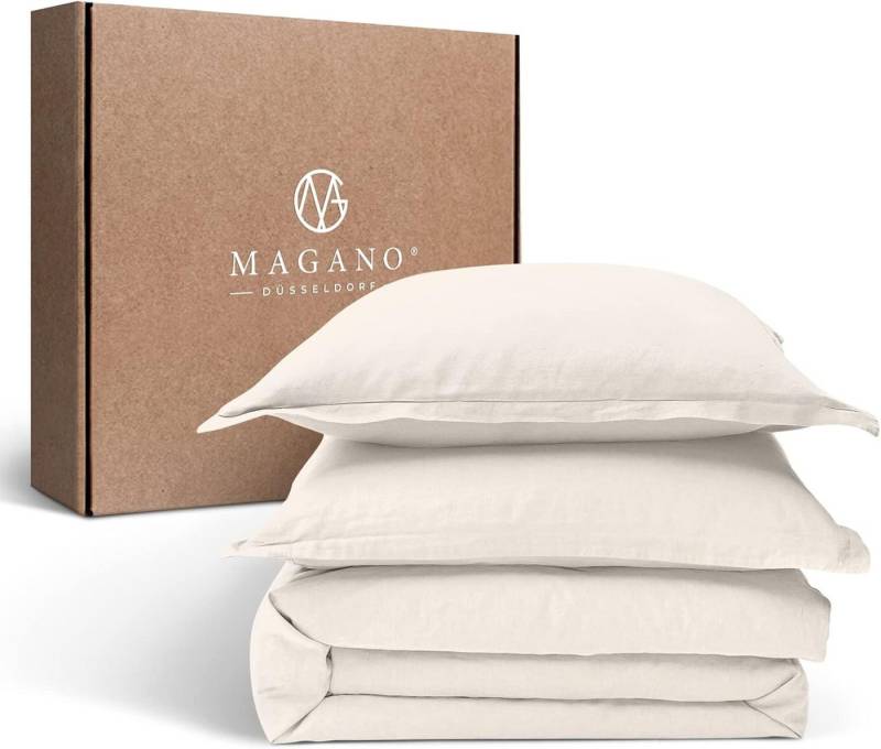 MAGANO Bettwäsche Set, Premiumqualität, Hypoallergen, Knitterarm, Himmlisch weich, Cozy Design: 3cm Stehsaum am Kissenbezug von MAGANO
