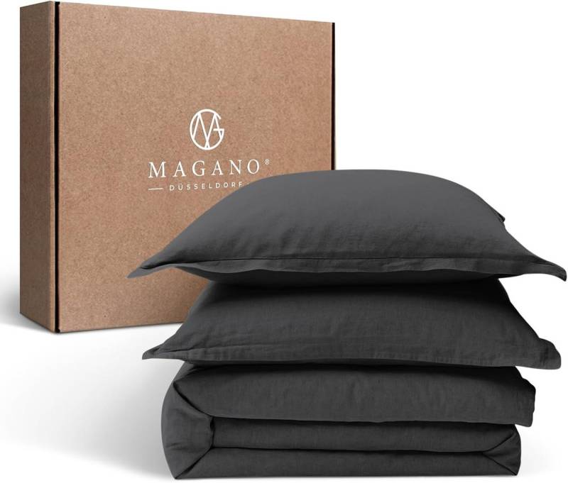 MAGANO Bettwäsche Set, Premiumqualität, Hypoallergen, Knitterarm, Himmlisch weich, Cozy Design: 3cm Stehsaum am Kissenbezug von MAGANO