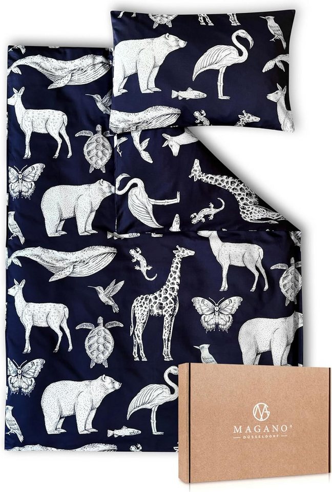 MAGANO Kinderbettwäsche, Bambus & Baumwolle Satin, Luxus Kinder Bettwäsche, 400 TC Luxusqualität, Tiermuster, Hypoallergen, Thermoregulierend von MAGANO