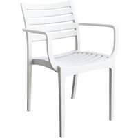 Magazzini Cosma - Extrahierbarer Harzgartenstuhl mit Sitzung und horizontaler Lettlatten -Sitz und Rückenlehne Lyndon - White von MAGAZZINI COSMA