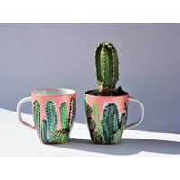 Set Von 2 Kaktus Tassen, Handbemalte Rosa Inspiriert Der Natur, Schöner Tee Kaffee Zwei Coole Kunst Geschenke, Liebhaber von MAGDAyARTE