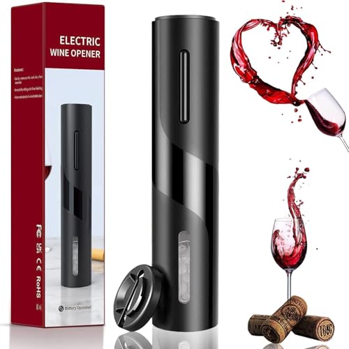 MAGDEN Elektrischer Korkenzieher, Batteriebetriebener Weinflaschenöffner mit Folienschneider, Kabelloser automatischer Flaschenöffner, Geschenk für Weinliebhaber, Schwarz von MAGDEN