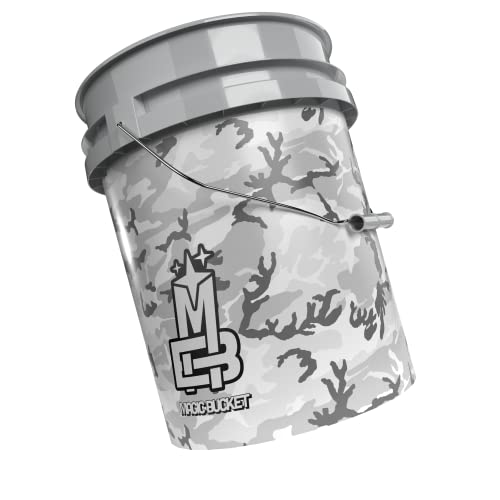 MAGIC BUCKET | Wascheimer für Auto Handwäsche Camouflage Grau | 5 US GALLONEN ca. 20 Liter | kompatibel mit Grit Guard, Detail Guardz Dirt Lock, Chemical Guys Dirt Trap, Gamma Lid von MAGIC BUCKET