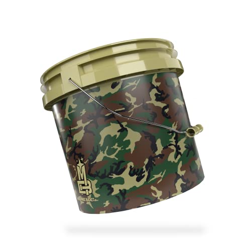 Magic Bucket | Wascheimer für Auto Handwäsche Camouflage Grün | 3,5 US GALLONEN ca. 13 Liter | kompatibel mit Grit Guard, Detail Guardz Dirt Lock, Chemical Guys Dirt Trap, Gamma Lids Deckel von MAGIC BUCKET