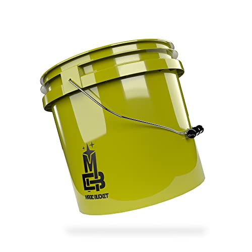 Magic Bucket | Wascheimer für Auto Handwäsche Khaki | 3,5 US GALLONEN ca. 13 Liter | kompatibel mit Grit Guard, Detail Guardz Dirt Lock, Chemical Guys Dirt Trap, Gamma Lids Deckel von MAGIC BUCKET