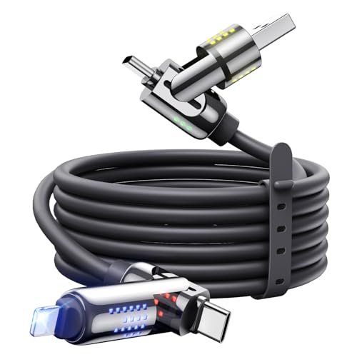 MAGIC JOHN 240W 4 in 1 USB C Kabel, ladekabel usb c, schnelles Laden & Datensynchronisation Multi-Ladekabel für iPhone iPad Samsung Laptop Multi-Geräte-Ladung, 2M schwarz von MAGIC JOHN