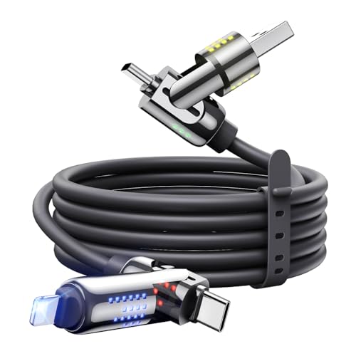 MAGIC JOHN 240W 4 in 1 USB C Kabel, ladekabel usb c, schnelles Laden & Datensynchronisation Multi-Ladekabel für iPhone iPad Samsung Laptop Multi-Geräte-Ladung, 1,2m schwarz von MAGIC JOHN