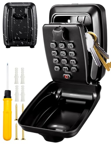 MAGIC JOHN Wandmontierte Schlüsselkassette (polizeigenehmigt), Außenschlüsselsafe mit zurücksetzbarem 12-stelligen Code, großer Schlüsselsafe mit wetterfester Abdeckung für Haus, Garage, Büro, Schule von MAGIC JOHN