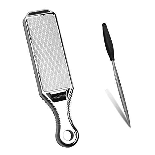 Messerschärfer, Handgerät, 300/600er Körnung, doppelseitig, Diamant-Messerschärfstein für Küchenmesser, Scheren, Gartenwerkzeuge mit Scherenschärfer (SHA-2W-Set) von MAGIC-SAW
