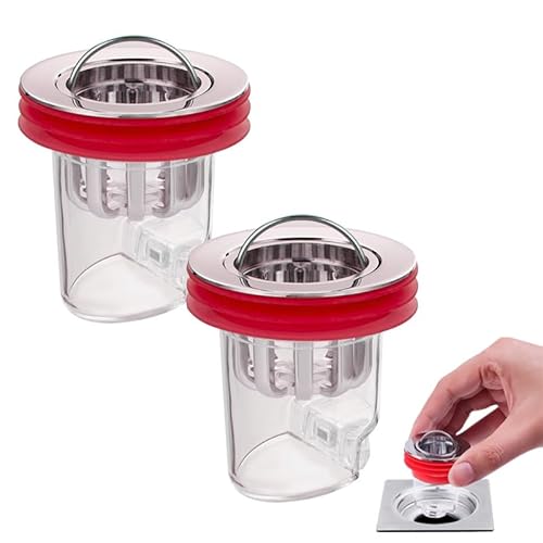 2X Geruchshemmender Ablassstopfen, Universeller. Abflussstopfen mit Korb. Einfach zu Verwendender Duschfilter. Stopper Ventil mit Geruchsdichtem Kern. Waschbeckenstöpsel (32–44 mm). von MAGIC SELECT