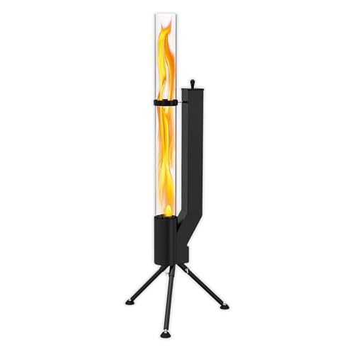 Feuerrohr Klassik. Pelletfackel für Tolles Ambiente-Feuer. Tragbarer Kaminofen mit 147,5 cm Glasrohr. Dekorative Feuerstelle für Terrasse, Garten, Innenhof und Balkon. von MAGIC SELECT