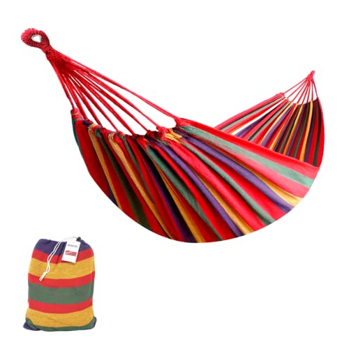 Hängematte Outdoor Baumwolle Mehrpersonen mit Tragetasche. Hängematte Möbel für Terrasse, Hof, Garten, Schlafzimmer. (Gewicht bis 150kg - Maße 150 x 180cm) von MAGIC SELECT