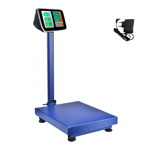 Industrielle Plattformwaage 150 kg. Zusammenklappbare Digital Waage mit LCD-Display. Stahlplattform 40x30cm. Interner Wiederaufladbarer Akku. Perfekt für Pakete, Lager, Geschäfte. von MAGIC SELECT