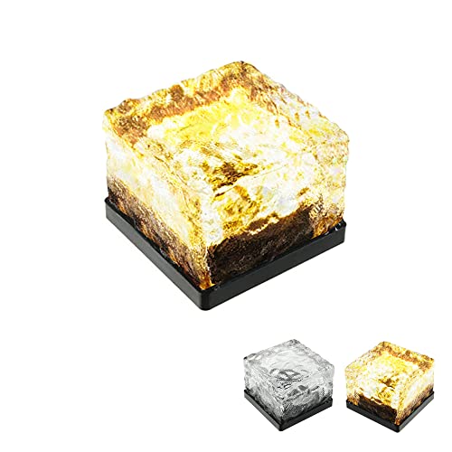 MAGIC SELECT 1 stück 7cm LED Glas Ziegel Solarlicht. Solar Bodenleuchten Glas Pflastersteine Wegbeleuchtung Solarlampen. Außendekorationsleuchten für Garten, Balkon und Terrasse Schwimmbad von MAGIC SELECT
