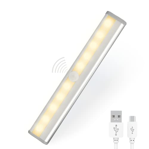 MAGIC SELECT 10 LED Schrankbeleuchtung mit Bewegungsmelder, Magnetstreifen,Wiederaufladbare Batterie. Warme Nachtlicht leiste 20 CM Mehrzweckschrank, Küche, Flur, Badezimmer, Treppenhaus. von MAGIC SELECT