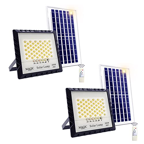 MAGIC SELECT 2x Wand Solar Flutlicht 200W-200LED mit Photovoltaik Solarmodul mit Fernbedienung, Automatischem Zündsensor. IP67 Solarstrahler für Terrasse, Garten, Garagenbeleuchtung. von MAGIC SELECT