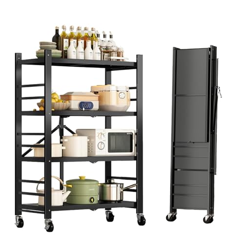 MAGIC SELECT Regal zu Lagern. Modulares Mehrzweckregal. Regal mit Rädern. Klappbares Standregal. Möbel für Küche, Bad, Schlafzimmer, Wohnzimmer mit 4 Ablagefächern. von MAGIC SELECT