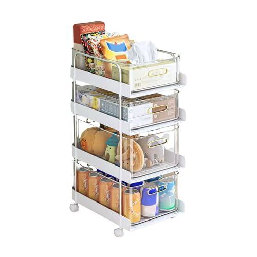 Organizer mit Schiebeschublade Regal, Aufbewahrungswagen auf Rollen, Rollwagen Nischenregal, Etagen Küchen Organizer, Teilbar, Kunststoffwagen zur Aufbewahrung. Für Küche oder Büro. (4 / 57x37x25 cm) Organizer mit Schiebeschublade Regal, Aufbewahrungswagen auf Rollen, Rollwagen Nischenregal, Etagen Küchen Organizer, Teilbar, Kunststoffwagen zur Aufbewahrung. Für Küche oder Büro. (4 / 57x37x25 cm) von MAGIC SELECT