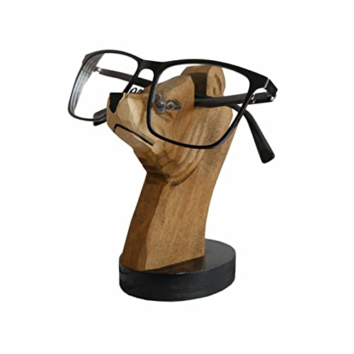 MAGIC WOOD Holz-Brillenständer, handgeschnitzt, Tier-Brillenständer, Sonnenbrillenhalter, Display, Schreibtisch, Brillenhalter, Urlaubsdekoration, Geschenk für Zuhause, Büro (brauner Bär) von MAGIC WOOD