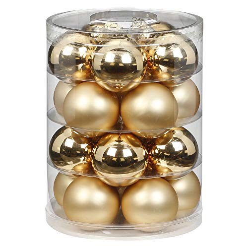 MAGIC Weihnachtskugeln Glas 6cm 20 STK. Christbaumkugeln Farbe: Brokat Gold Glanz matt von MAGIC by Inge