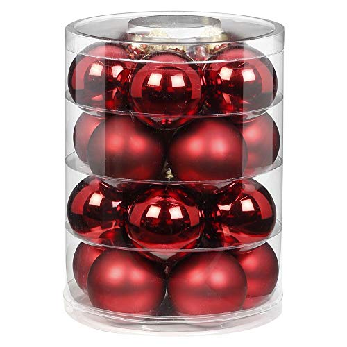 MAGIC Weihnachtskugeln Glas 6cm 20 STK. Christbaumkugeln Farbe: Chianti (dunkelrot weinrot Bordeaux) von MAGIC by Inge