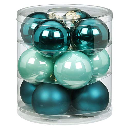 MAGIC Weihnachtskugeln Glas 8cm 12 STK. Christbaumkugeln Farbe: Green Emerald (Mint dunkel türkis meerblau) von MAGIC by Inge