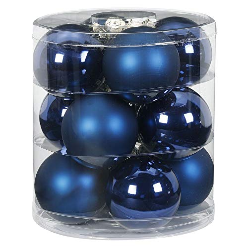 MAGIC Weihnachtskugeln Glas 8cm 12 STK. Christbaumkugeln Farbe: Midnight Blue - dunkelblau von MAGIC by Inge