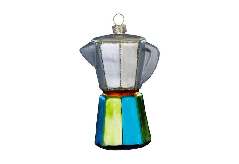 MAGIC by Inge Christbaumschmuck, Christbaumschmuck Glas 10,6cm Kaffeekanne Figur Silber / Blau / Grün von MAGIC by Inge