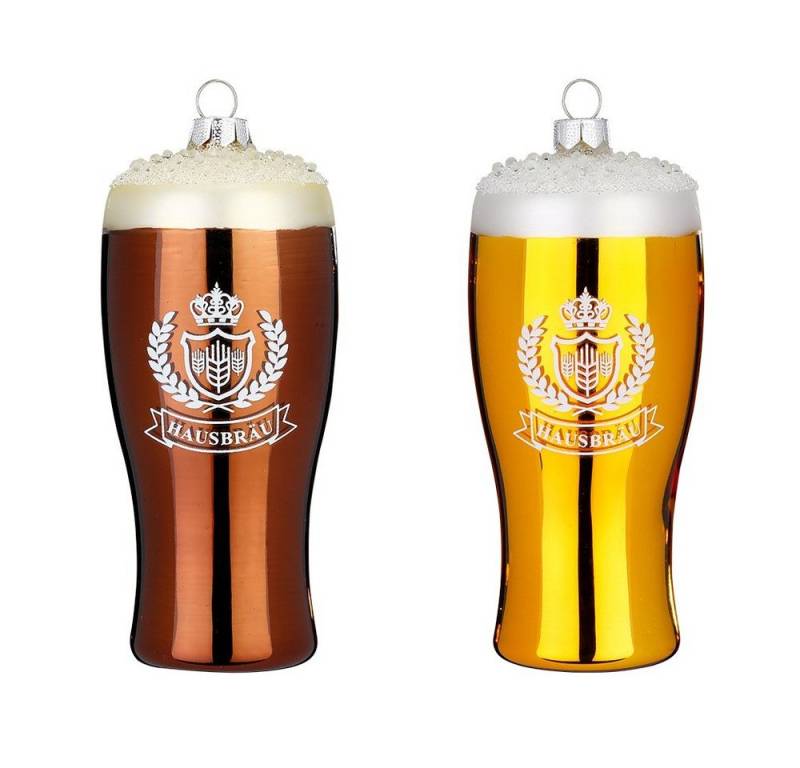 MAGIC by Inge Christbaumschmuck, Christbaumschmuck Glas Bierglas 11cm braun / gold - 1 Stück sortiert von MAGIC by Inge