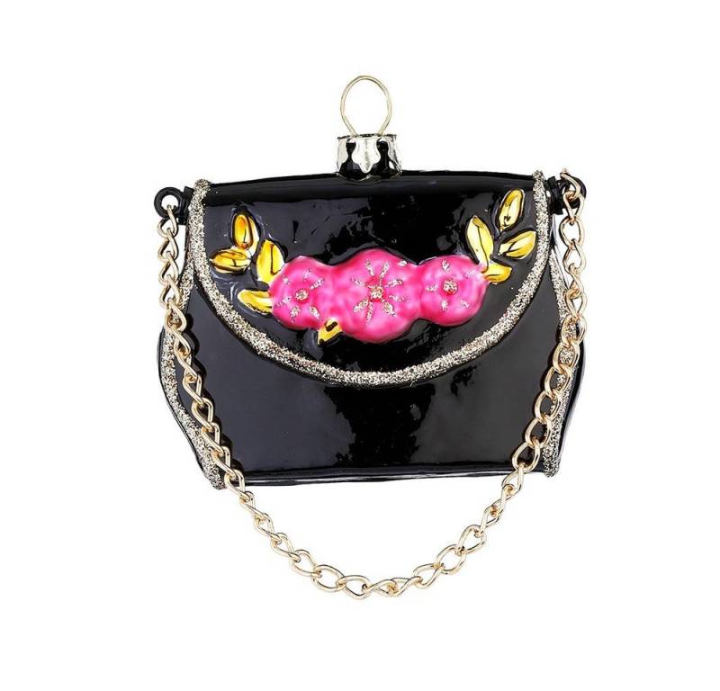 MAGIC by Inge Christbaumschmuck, Christbaumschmuck Glas Handtasche mit Blumen 6cm schwarz von MAGIC by Inge