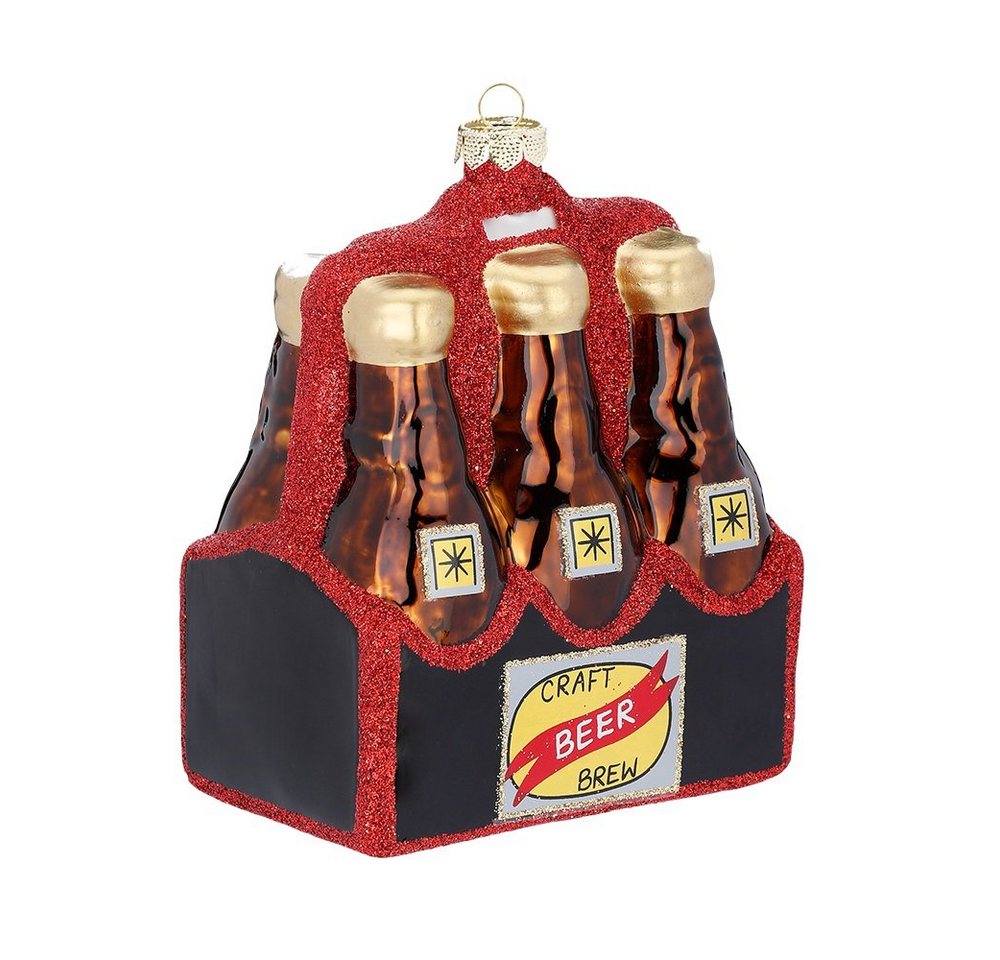 MAGIC by Inge Christbaumschmuck, Christbaumschmuck Glas Sixpack Bierflaschen 12.5cm braun / rot von MAGIC by Inge