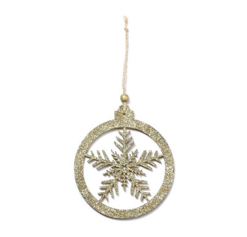 MAGIC by Inge Christbaumschmuck, Christbaumschmuck Glitzer Schneeflocke aus Holz 12cm Gold von MAGIC by Inge