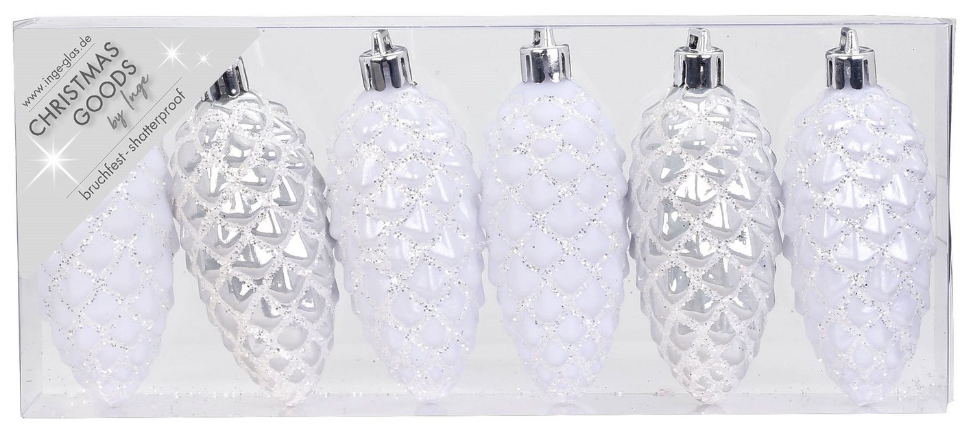 MAGIC by Inge Christbaumschmuck, Christbaumschmuck Kunststoff Zapfen 9cm 6er Set - Weiß MAGIC by Inge Christbaumschmuck, Christbaumschmuck Kunststoff Zapfen 9cm 6er Set - Weiß von MAGIC by Inge